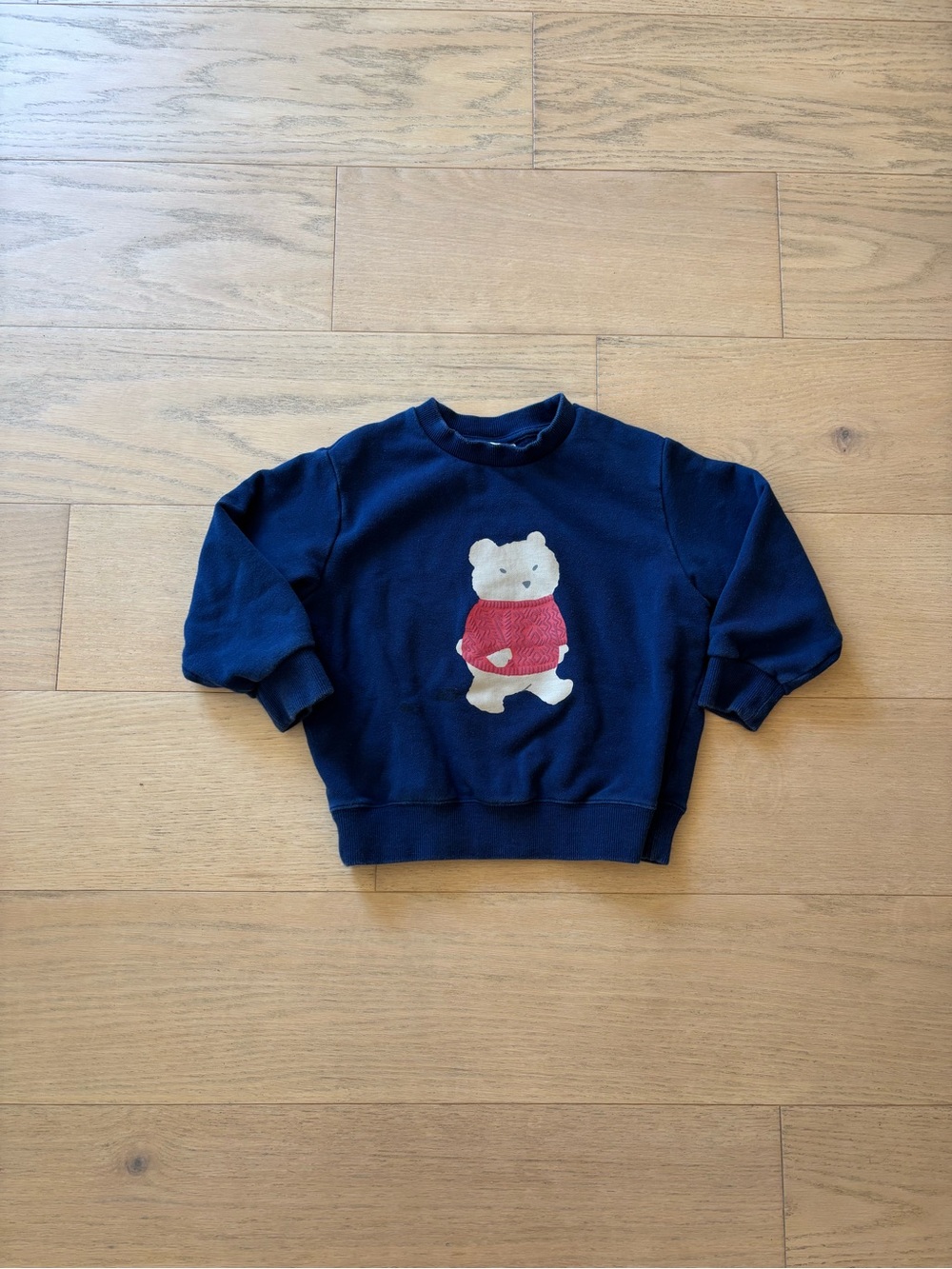 Uniqlo navy bear print sweatshirt, size 3Y